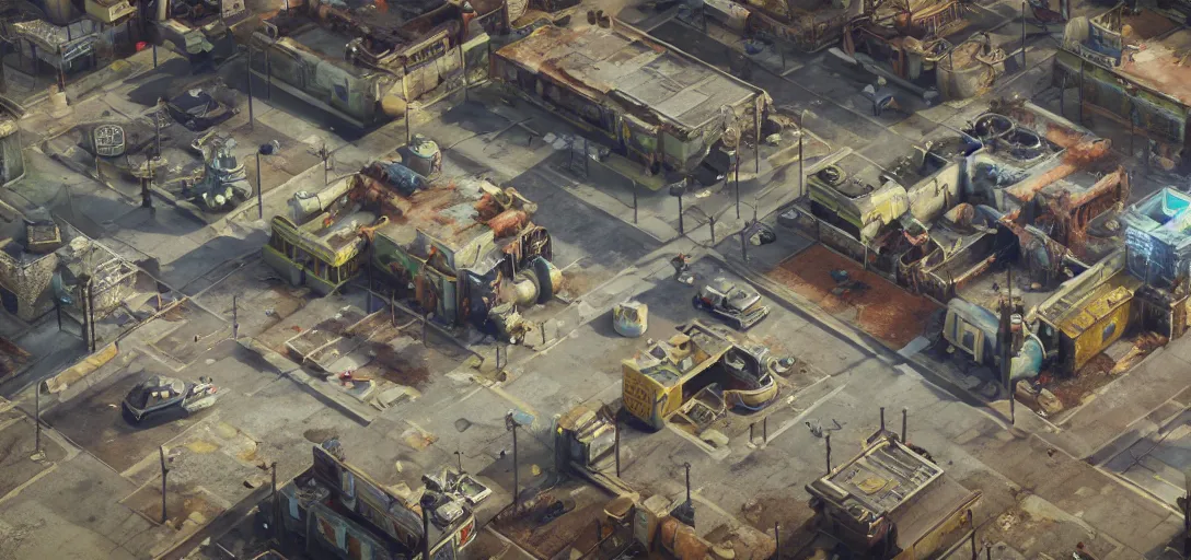 Prompt: Isometric 3d octane render of Fallout 4 Diamond City