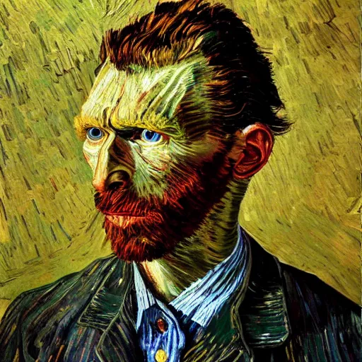 Image similar to high quality high detail painting by lucian freud, hd, portrait of van gogh, photorealistic lighting