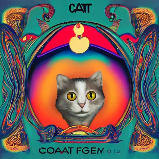 Prompt: album cover of a electronic group, cat, album cover art, album cover