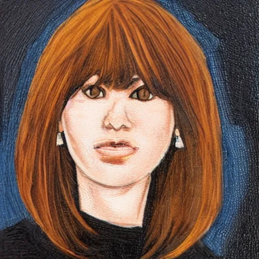 Image similar to a portrait of a woman with bangs hair, artwork by davis, marc