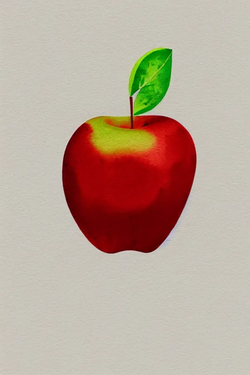 Image similar to minimalist watercolor art of an apple, illustration, vector art