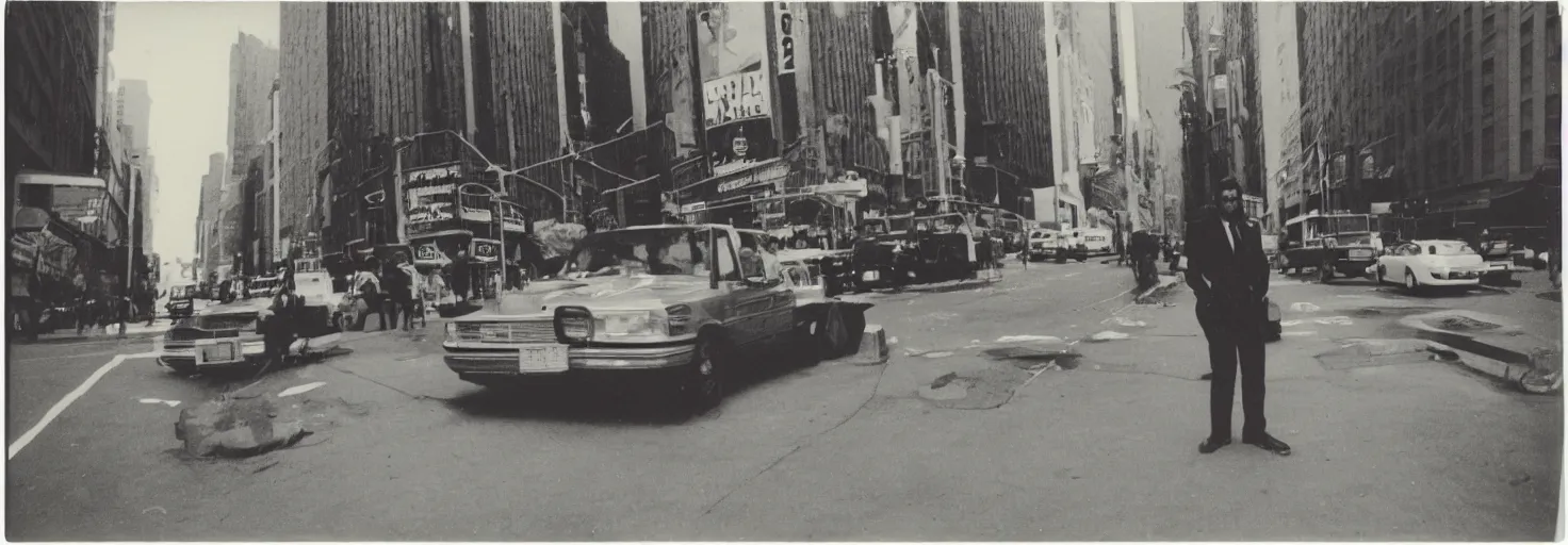 Prompt: Polaroid Photo of Kirby on the street in New York City