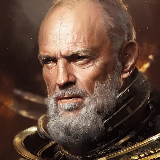 Prompt: Portrait of a middle aged admiral, detailed face, fantasy, highly detailed, cinematic lighting, digital art painting by greg rutkowski