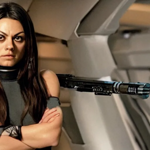 Image similar to A still of Mila Kunis as T'Pol