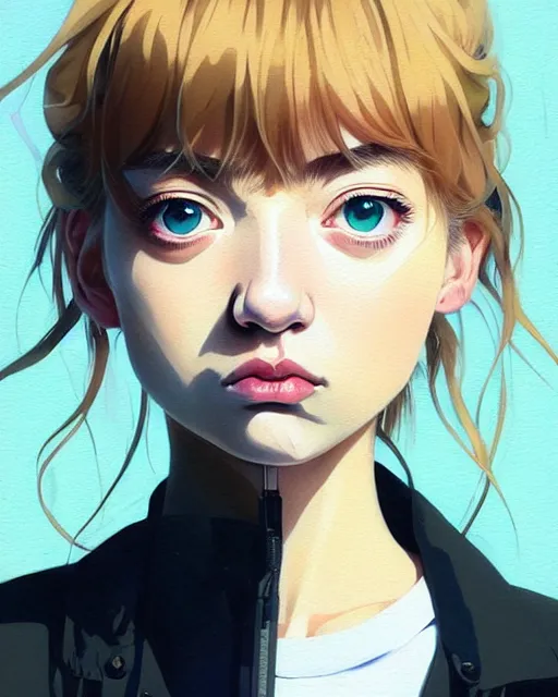 Image similar to portrait Anime Imogen Poots, skins, cute-fine-face, pretty face, realistically shaded, Perfect face, fine details. Anime. skins, realistic shaded lighting by Ilya Kuvshinov, katsuhiro otomo, ghost-in-the-shell, magali villeneuve, artgerm, rutkowski, WLOP Jeremy Lipkin, Giuseppe Dangelico Pino, Michael Garmash, Rob Rey