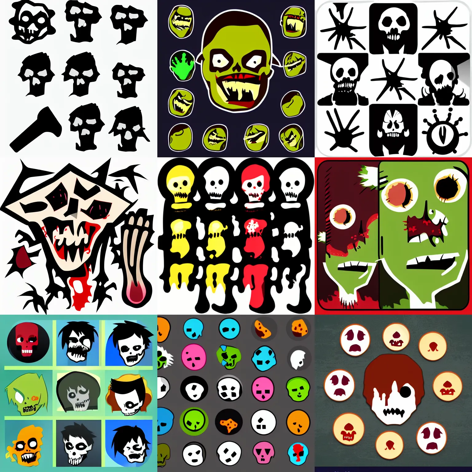 Prompt: 2D vector zombie mono icon