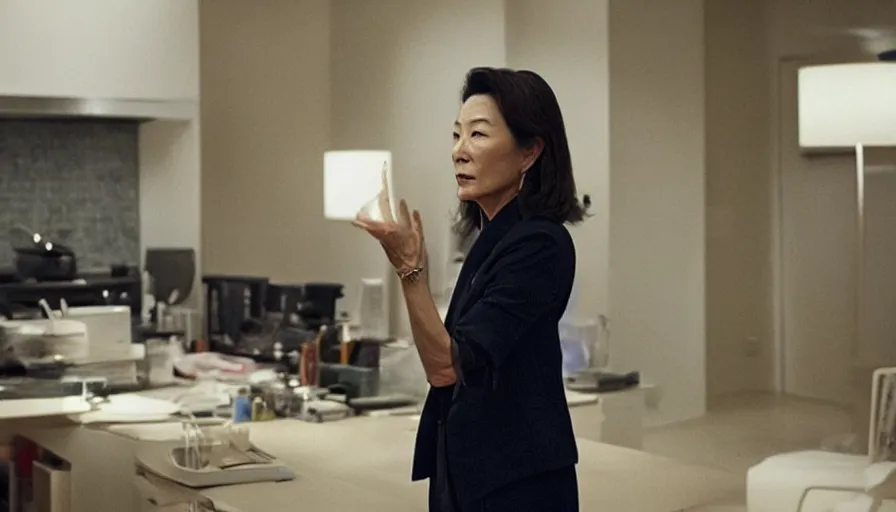 Prompt: michelle yeoh as evelyn wang from everything everywhere all at once ( 2 0 2 2 ), directed by'daniels ', cinematography by larkin seiple, movie still