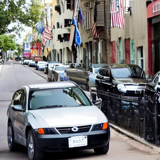 Prompt: a 2 0 0 8 obama car in a street