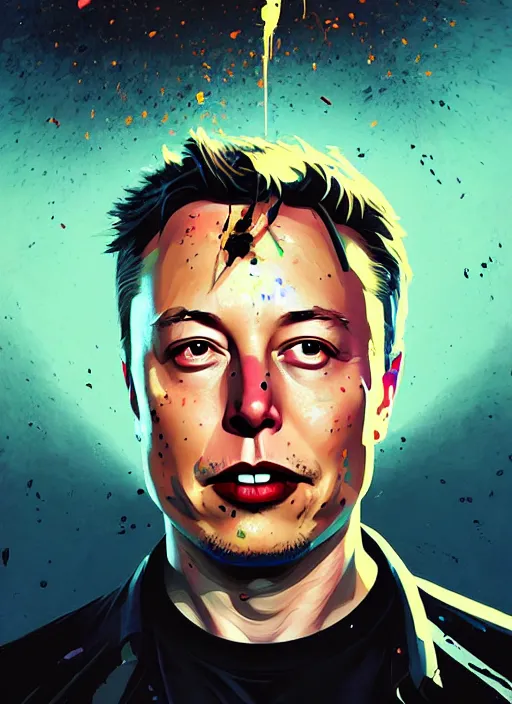 Prompt: Portrait of elon musk consumed by smoky water, stylized geometric explosion of splatter paint black gold sparkling, fantasy art by Greg Rutkowski, Loish, Rhads, Makoto Shinkai and Lois van baarle, ilya kuvshinov, rossdraws