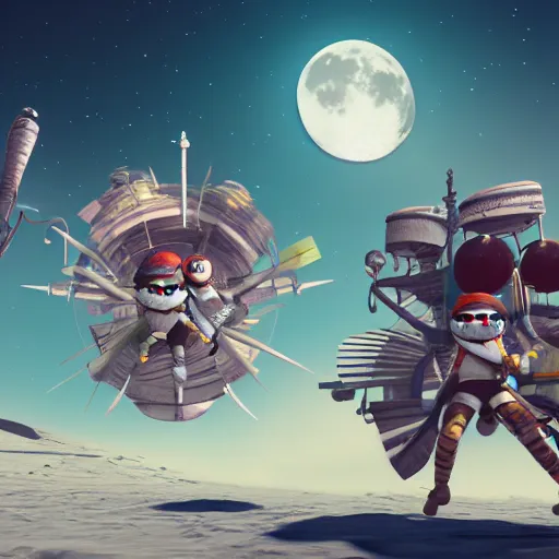 Image similar to Moon pirates, Digital Art, 8k, Unreal Engine 5