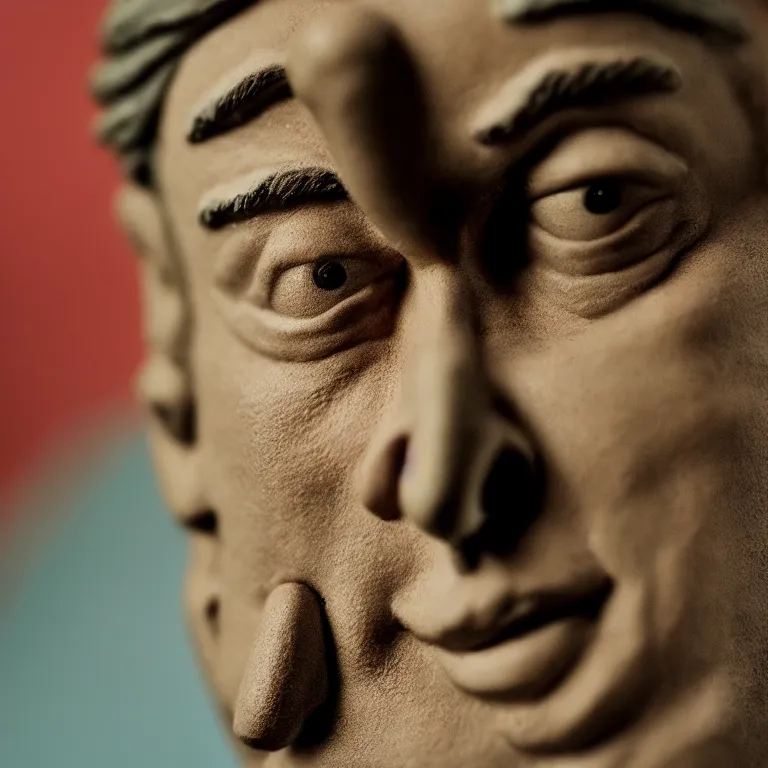 Prompt: a cinematic film still of a claymation stop motion film starring robert de niro, portrait, shallow depth of field, 8 0 mm, f 1. 8