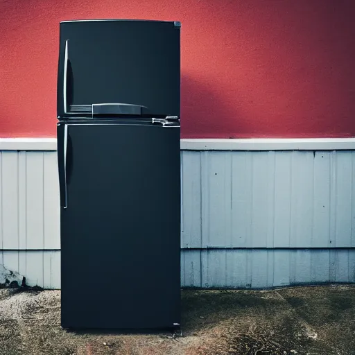 Prompt: photo of a creepy fridge
