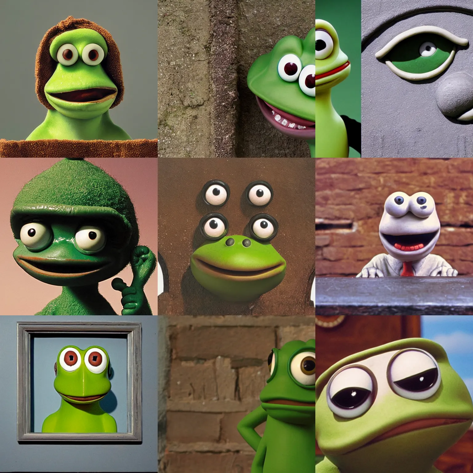 Prompt: still of pepe the frog from the wallace and gromit movie, lee madgwick
