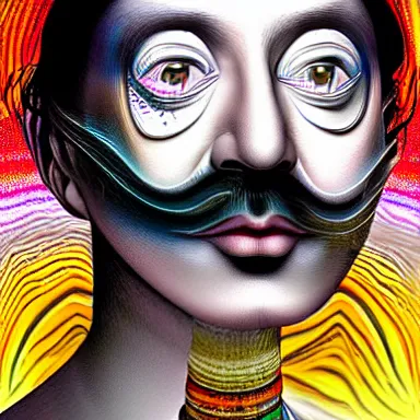 Image similar to portrait of a uncanny artist by Chor Boogie and Salvador Dali collaboration, digital art, mix of aesthetics, close up, high details