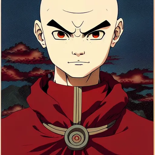 Image similar to portrait avatar : the last airbender, aang painted in miyazaki color style drawn by katsuhiro otomo and takato yamamoto, inspired by fables, china doll face, smooth face feature, intricate oil painting, high detail, sharp high detail, manga and anime 2 0 0 0