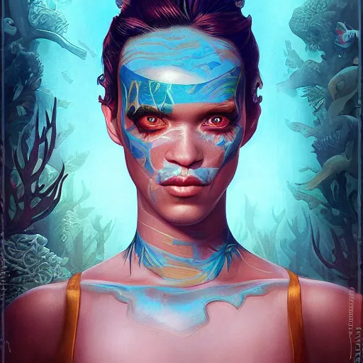 Prompt: lofi underwater amazonian portrait, Pixar style, by Tristan Eaton Stanley Artgerm and Tom Bagshaw.