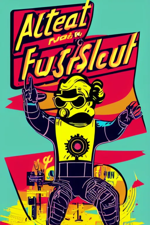 Image similar to fallout 7 6 retro futurist illustration art by butcher billy, sticker, colorful, illustration, highly detailed, simple, smooth and clean vector curves, no jagged lines, vector art, smooth andy warhol style