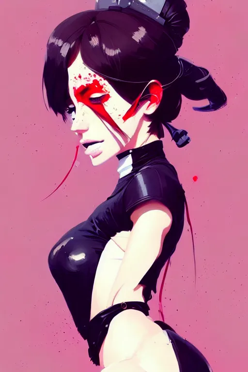 Image similar to a ultradetailed portrait painting of a stylish woman wearing french maid outfit, by conrad roset, greg rutkowski and makoto shinkai trending on artstation