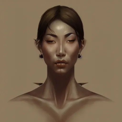 Prompt: a beautiful hyperrealistic bruletova portrait asian and body in pencil from a photo, by peter mohrbacher, technical drawing, blueprint diagram, trending on artstation