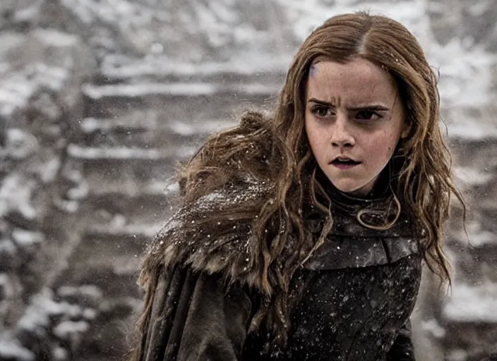 Image similar to emma watson as hermione granger in that infamous game of thrones scene