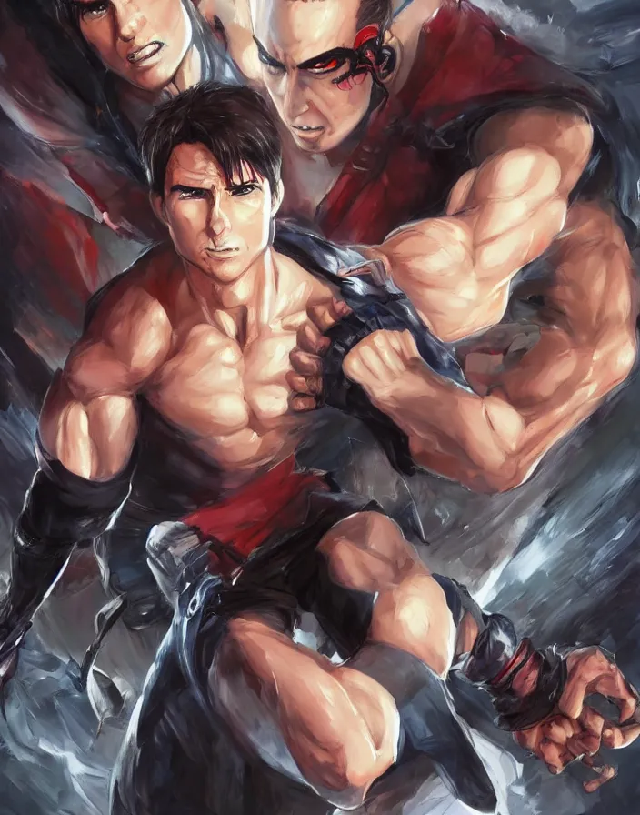 anime portrait of tom cruise as a muscular anime boy, Stable Diffusion