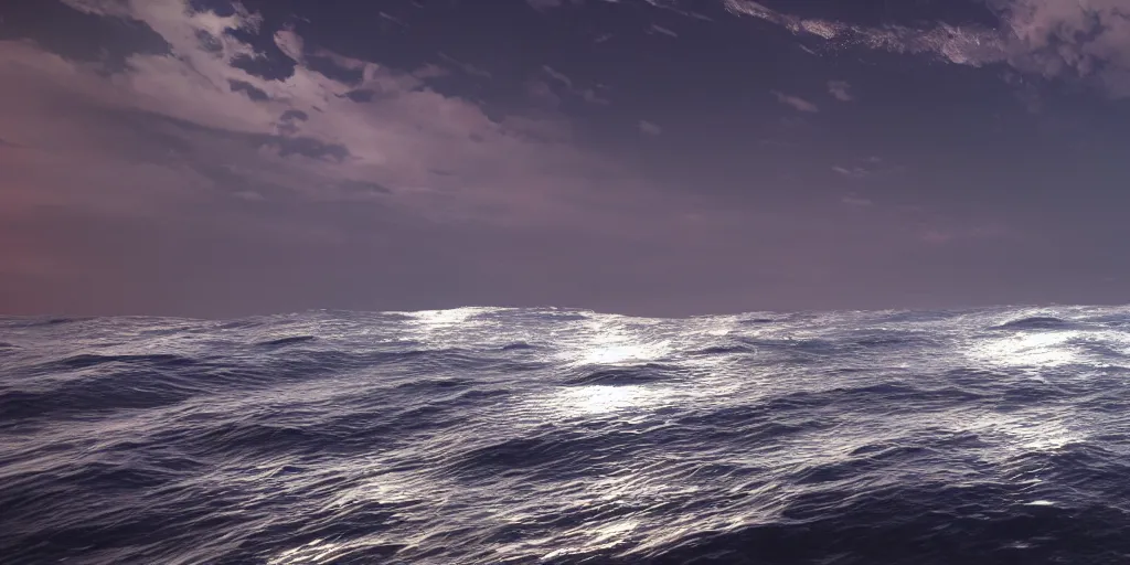 Image similar to ocean night projection, octane render, unreal engine, matte painting