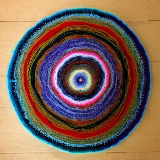 Prompt: Liminal space in outer space!!!, ((yarn mandala))