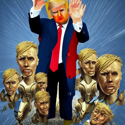 Prompt: Donald Trump as huge cyborg, fantasy art