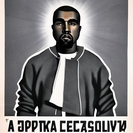 Image similar to a soviet equality propaganda poster of kanye west