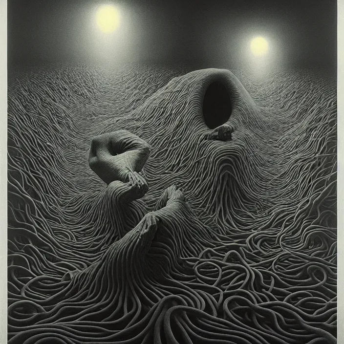Image similar to a visual paradox, by mc escher and zdzisław beksinski, oil on canvas, dramatic lighting