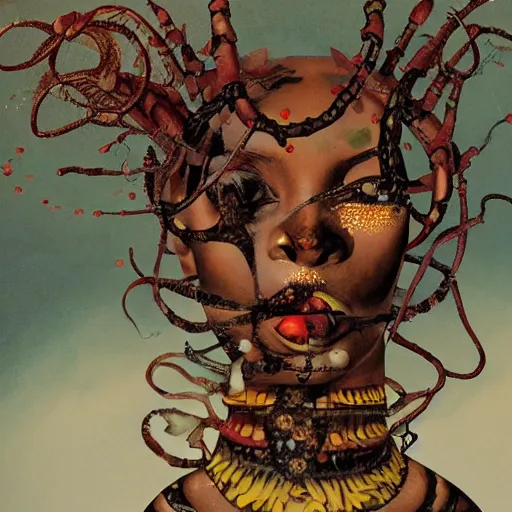 Prompt: Liminal space in outer space by Wangechi Mutu
