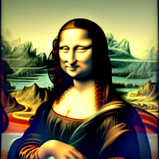 Prompt: the mona lisa eating an icecream, 4K