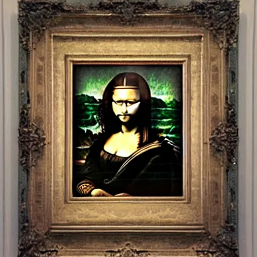 Prompt: the (monalisa) perfectly symmetrical