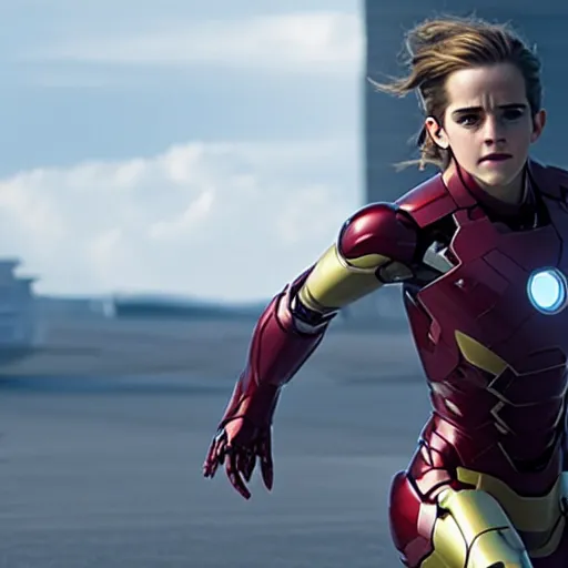 Image similar to a still of emma watson in iron man