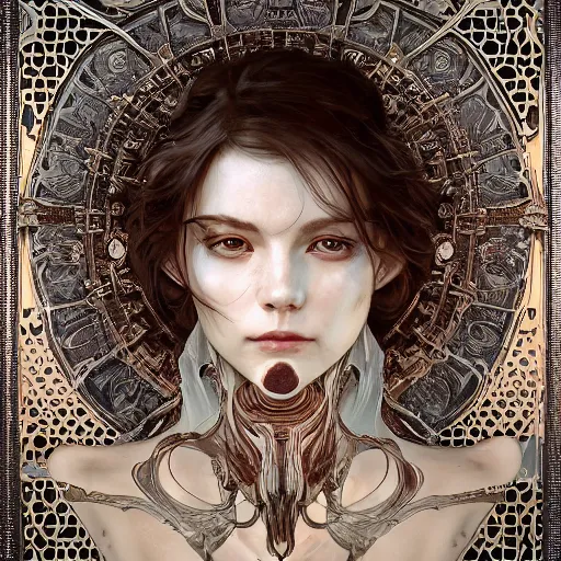 Image similar to whirling ornate intricate portrait of a twisting bloodied filigreed insect, muscles, rippling, warping, ultra realistic, concept art, intricate details, eerie, highly detailed, photorealistic, octane render, 8 k, unreal engine. art by artgerm and greg rutkowski and alphonse mucha