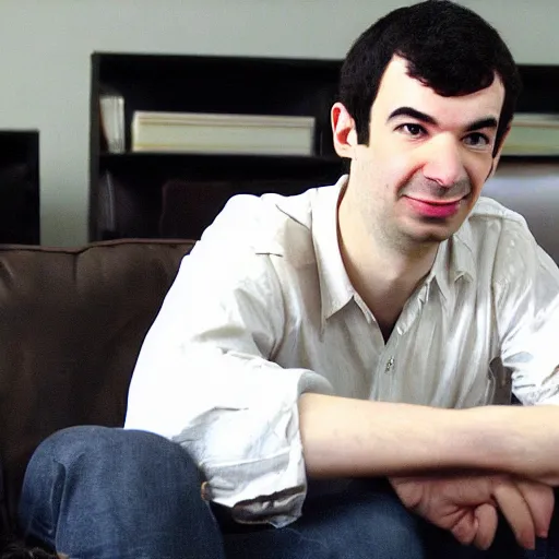 Image similar to nathan fielder watching lord of the rings in a basement