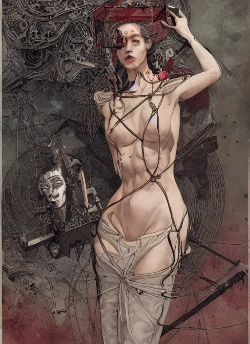 Prompt: strong women, eun emerging from renaissance italy into a cyberpunk mutiversal realm by conrad roset, nicola samuri, dino valls, m. w. kaluta, jakub rebelka, rule of thirds, seductive look, beautiful