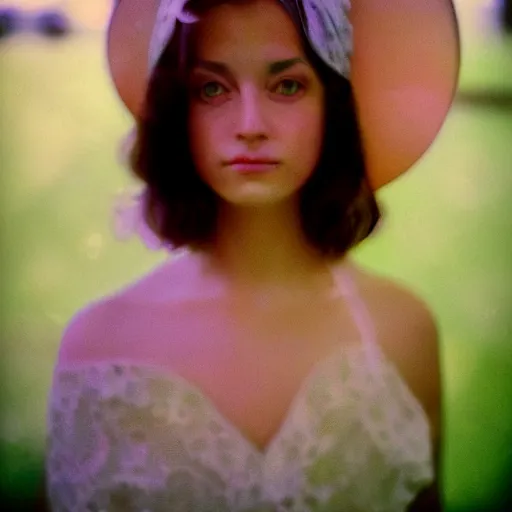 Image similar to portrait of a very pretty woman! symmetric face, petzval lens. featured on flickr, art photography, photo taken with provia, photo taken with ektachrome