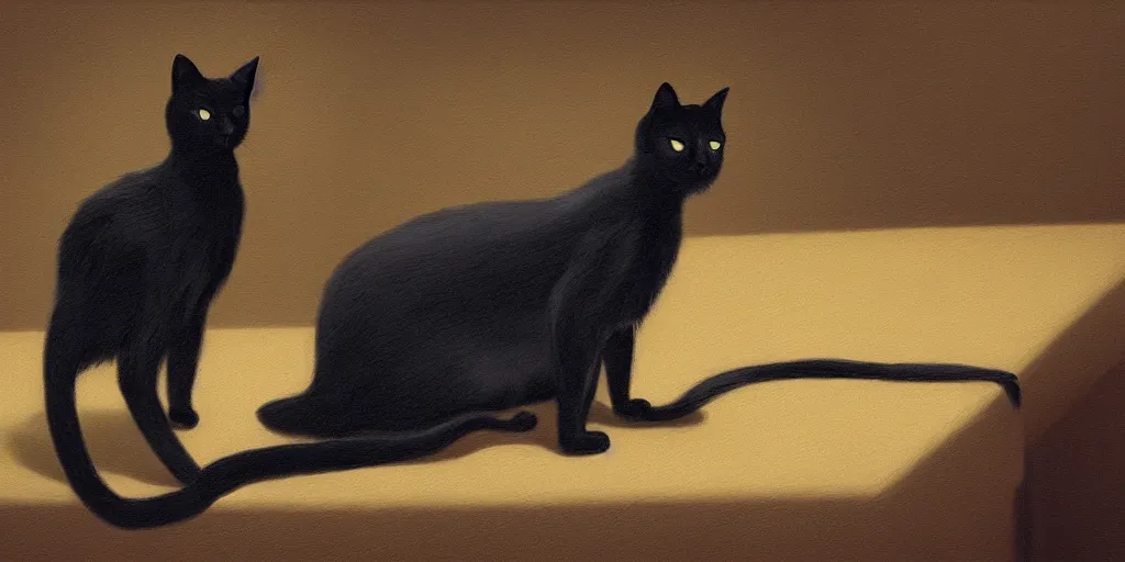 Prompt: Black cat inspired by Franz Sedlacek, artstation, 8k, photorealism