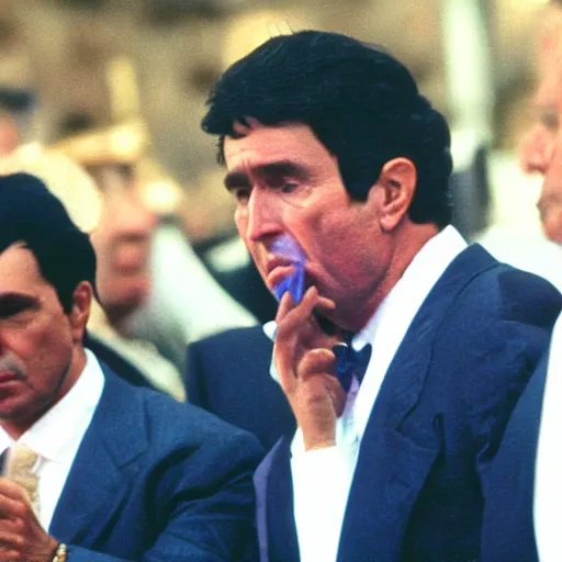 Prompt: ! dream still of george bush as tony montana sniffing tiny inmigrants