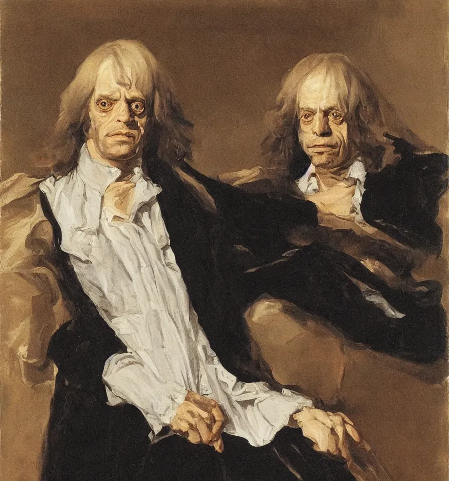 Image similar to A portraiture of Klaus Kinski painted by Hyacinthe Rigaud