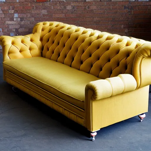 Image similar to a chesterfield sofa fabricated from cooked spaghetti