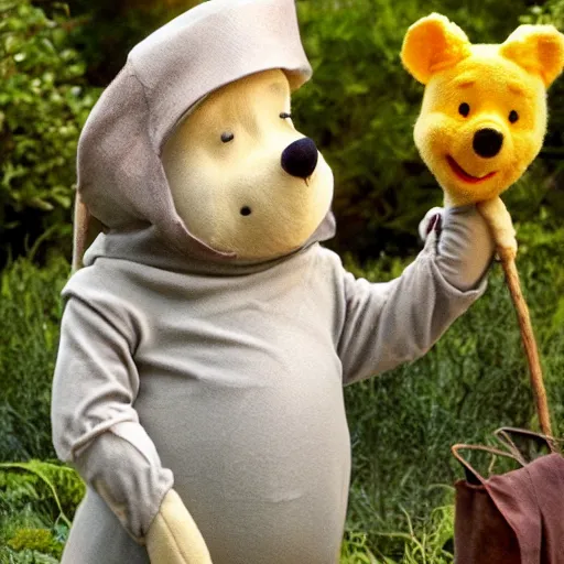 Prompt: winnie - the - pooh ( pooh bear ) as gandalf