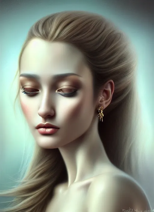 Image similar to difference between realityand dream, aesthetic, fine art, intricate, elegant, highly detailed, realistic hair, centered, digital painting, art station, conceptual art, soft, sharp focus, illustration, artwork, artgerm, salvador dali