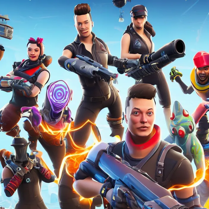 Image similar to Elon musk as a Fortnite character, cinematic, detailed