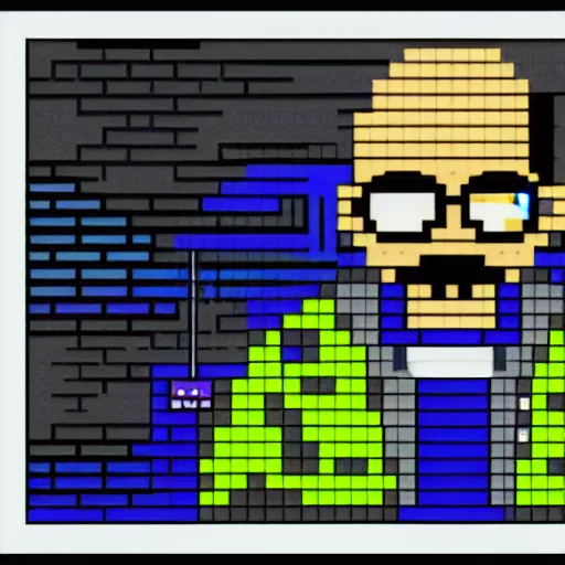 Image similar to pixel art, nes, 256 colors, vga, walter white