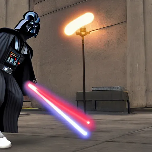 Image similar to Darth Vader in the style of GTAV