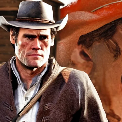 Image similar to jim carrey in red dead redemption 2
