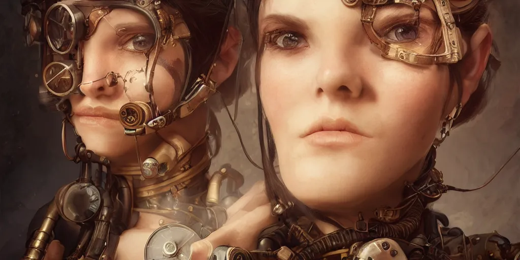 Image similar to steampunk portrait, au naturel, hyper detailed, digital art, trending in artstation, cinematic lighting, studio quality, smooth render, unreal engine 5 rendered, octane rendered, art style by klimt and nixeu and ian sprigger and wlop and krenz cushart.