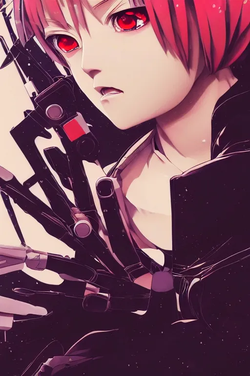 Image similar to ilya kuvshinov anime illustration of reol, last exile,, murata range, fine detail, perfect anime face, dramatic lighting, dynamic composition, moody, art deco, cel shading, vivid, stippled lighting, rich texture, yoshinari yoh, alphonse mucha, takashi murakami, ( ( ( colorful ) ) )